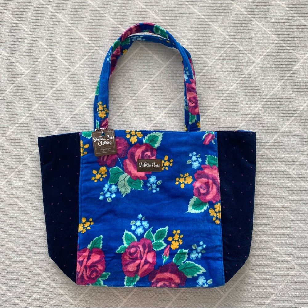 NWT)Matilda Jane Sweet Sunshine Blue Floral Beach Bag Tote
